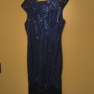 Elegant Blue Sequin Dress